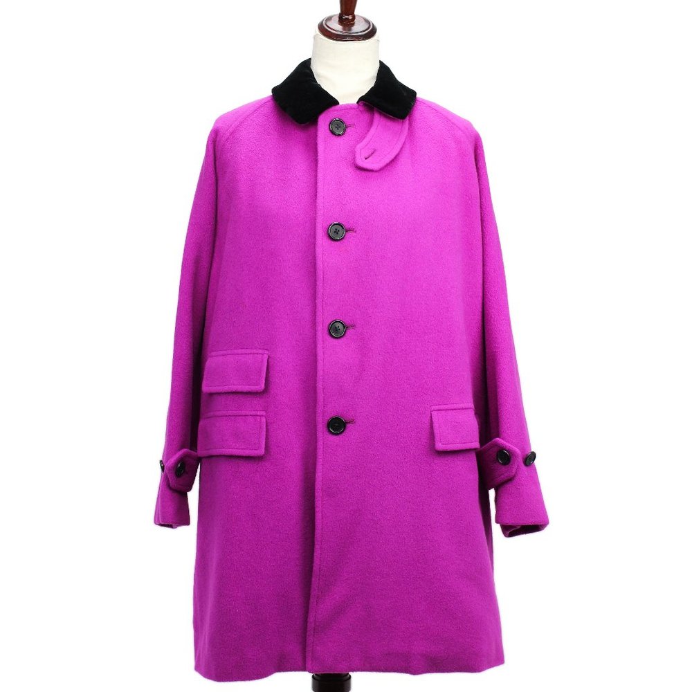 VTG Ralph Lauren Purple Label Fuchsia 100% Cashmere Riding Over Coat 4 Flaws
